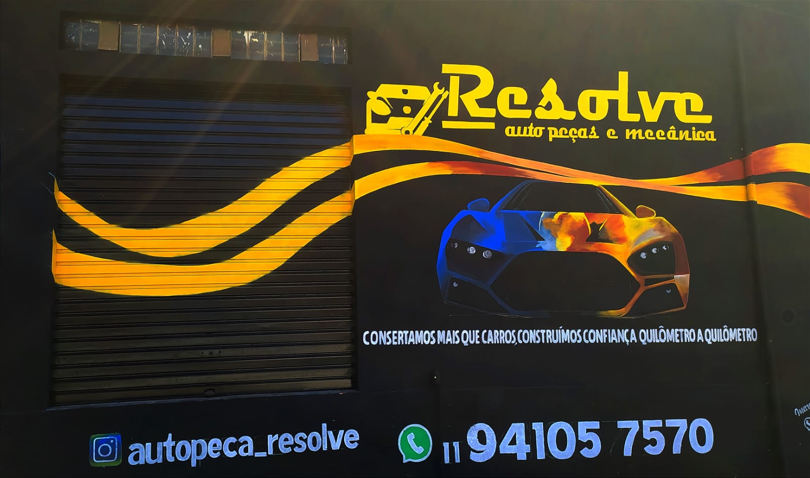 Parte externa da mecânica com pintura